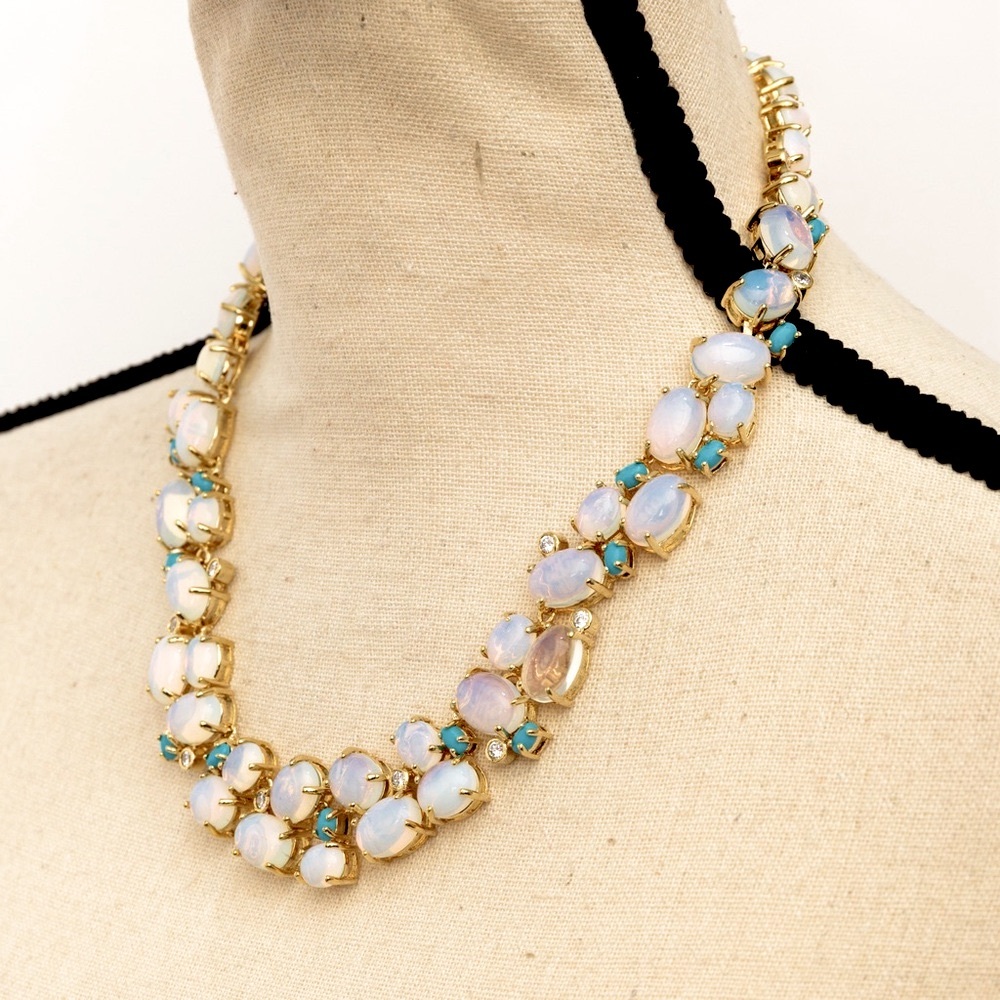 Real Collectibles by Adrienne cabachon necklace blue stones & faux diamonds - Picture 7 of 16